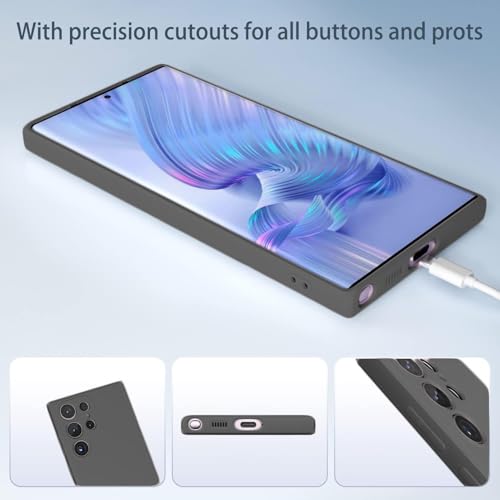 Image of DIZORO for Samsung Galaxy S23 Ultra Phone Case Liquid Silicone, Cute Thin Slim Soft Rubber TPU Plain Smooth Gel Back Cover for Women Girl Men, Matte Solid Protective & Shockproof Bumper Dark Grey,