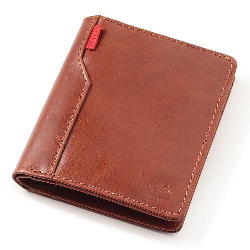 Image of Mens Leather Slim Bifold Wallet with RFID Blocking | Card Holder with Multiple Slots and Cash Pocket | Lightweight Design Men's Purse | Pocket Carry Travel Gifting & Office Use - Brown