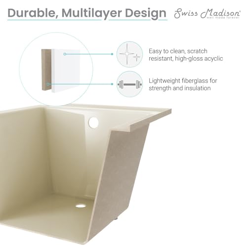 Image of Swiss Madison Voltaire 60 inch x 30 inch Left-Hand Drain Alcove Bathtub in Bisque