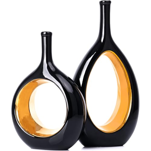 Vasos modernos para decoração, vasos decorativos para casa para flores, vaso de ouro preto para deco