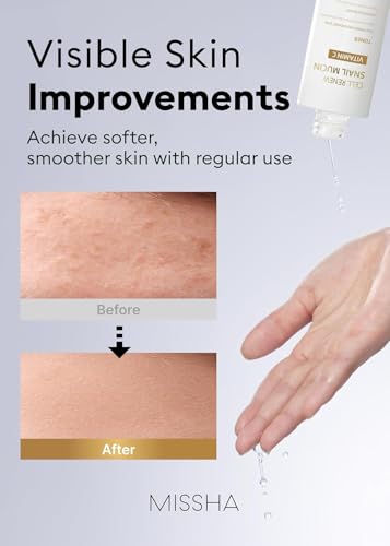 Image of MISSHA Cell Renew Snail Mucin Vitamin C Toner 5.07 Fl oz - Korean Skincare Facial Toner for Glass Skin, 90% Snail Mucin Vita Complex, Deep Hydration, Improves Skin Texture, Paraben Free