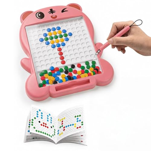 Image of Magnetic Drawing Board for Kids with 80 Beads & Magnetic Pen | Big Size Magnetic Doodle Board | Educational Learning Toy, Drawing & Creativity for Boys & Girls (Multicolor) (Pink Medium)