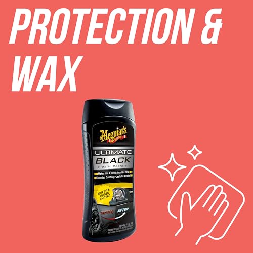Meguiar's Ultimate Black Plastic Restorer - Kunststoffpflege Auto - Zierleisten & Stoßfänger - hervorragender UV-Schutz und Glanz - Schutz vor Ausbleichen - 355ml, G15812EU