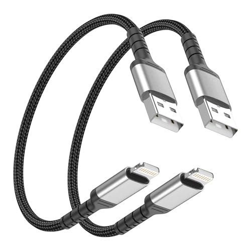ADILIFT USB auf Lightning Kabel Kurz 50cm [2Stück MFi Zertifiziert] Geflochten Schnellladekabel Kurzes Ladekabel für iPhone14 13 12 11 Pro Max Xs Xr X 8 7 6 Plus SE iPad Air/Mini
