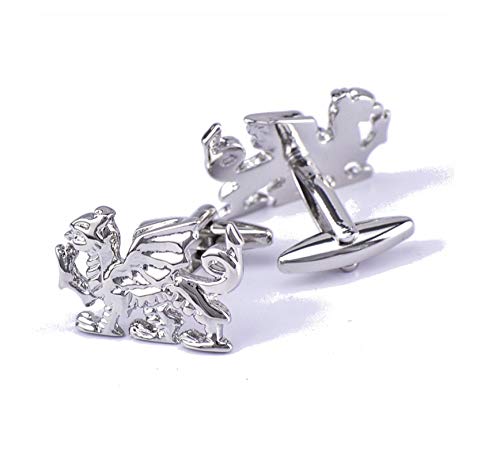 Mancuernillas Hombre Dragón de Fuego Plata con Caja miniatura 1