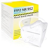 RANTO 50 Pack FFP2 Mask Face Masks Headband, 4-Ply Protection Disposable Particulate Respirator,...