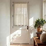 AIRLAKE Linen Blend Tier Curtains, 26 x 36 inches, Set of 2 Rod-Pocket Cream Short Café Curtains, Boho Farmhouse Rustic Style, Window Treatment Tier for Small Windows (Over Sink, RV)