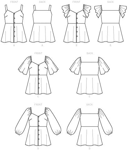 Vista 9 de McCall Pattern - Camiseta de tirantes para mujer, con mangas fruncidas, tallas 6 a 14