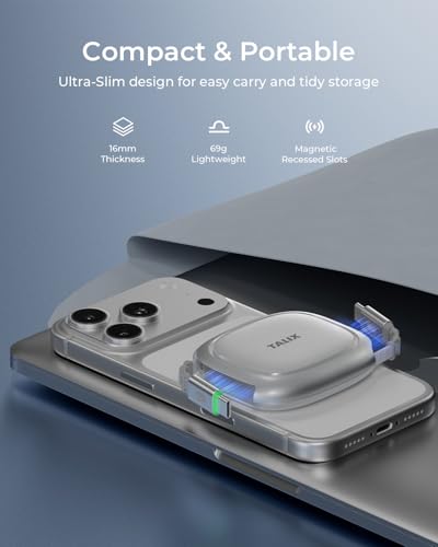 Image of TALIX 240W Retractable USB C Cable, PD 3.2 Fast Charging USB C to USB C Cable with Mag Snap Storage, E-Marker Chip, Anti-Tangle Retractable Cord for Travel, iPhone 17, MacBook, Samsung S25, 3.94FT