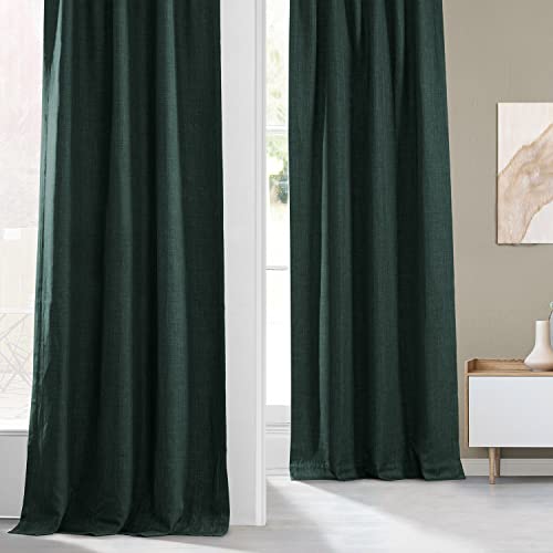 HPD Half Price Drapes Faux Linen Room Darkening Curtains for Bedroom 50 X 96, BOCH-LN21328-96 (1 Panel), Focal Green - Image 4