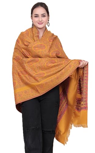 Image of KRITI Paisley Design Woollen Beige Color Shawl For Women