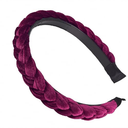 Solid Color Velvet Braids Headband with Teeth Anti-Slip Face-Washing Outdoor Twist Hair Band for Women Knotted Head Wear Hair Ties Criss Cross Hair Hoop Hair Ring Hair Clips Retro Embellishments