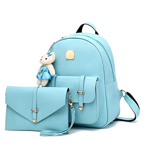 Barsine Mini Backpack Purse with Wallet Set for Teen Girls Teenager Small Bookbag Light Blue