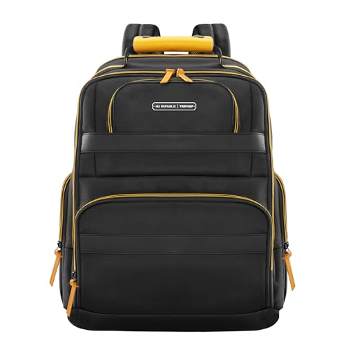Image of Nu Republic Triphop Backpack for Men Women Office Casual 18-inch Laptop Bag Water-Resistant Multi-Pockets Sleek Smart College Backpack with Dual USB Port (Black)