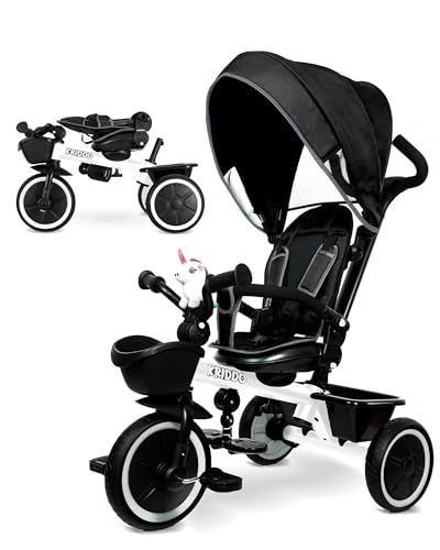 Image of KRIDDO 7-in-1 Push Tricycle w /Parent Steering Handle, Ages 1.5 to 5 Years