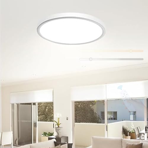 Plafonnier LED dimmable rond blanc de 50cm avec télécommande pour salon