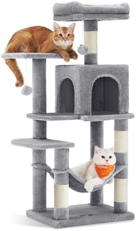 Feandrea Cat Scratching Post Tree for Cats, Height 112 cm, Tower ...