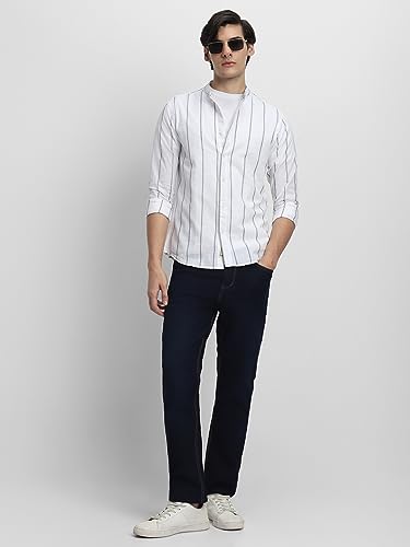 Image of Dennis Lingo Men's Cotton Striped Slim Fit Shirt