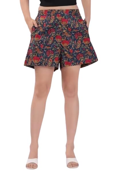 Women's Floral Print Shorts, High Waist, Pockets, Casual Wear Aanvi Kurti_001-picture-46