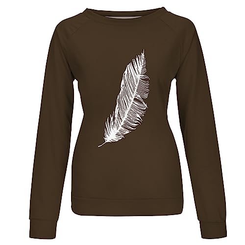 Amikadom Roupas femininas de gola redonda moletom feminino manga longa simples outono inverno roupas