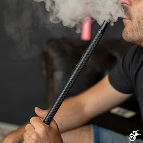 Little Dragon® Shisha Mundstück Carbon - 100% echtes Carbon 30cm - Bequemes und leichtes Carbon Mundstück Shisha - Grandioser Durchzug - Pulverbeschichtetes Alu - Edles Shisha Zubehör