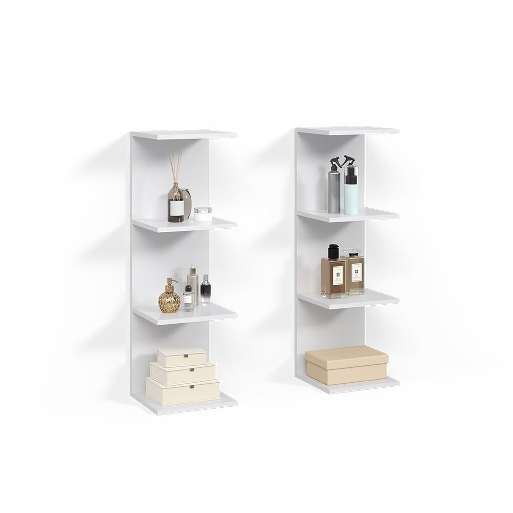 Étagère murale Vesuvio blanche 30x95cm lot de 2 pour ranger vos livres
