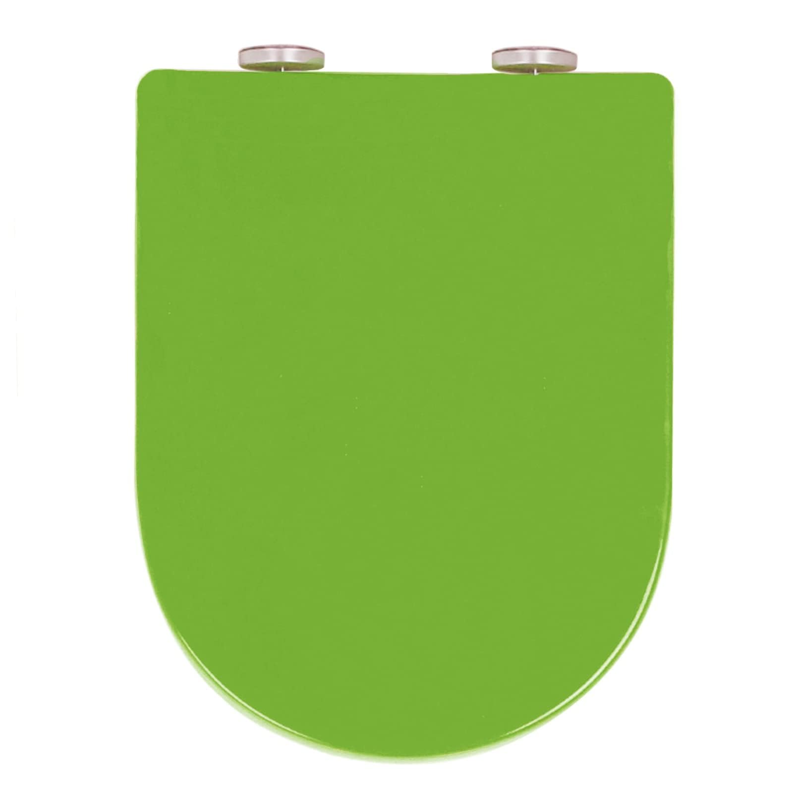 Giural D Shaped Soft Close Toilet Seat, Color PP Material, Quick Release, Easy Clean and Install with Top Fixed Hinge, Loo Seat D Shape,Green