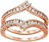 Purvika Jewels 2.00Ct Round Cut Lab Created Diamond Channel Set Enhancer Guard Engagement Ring, 14K Rose Gold Finish, 925 Sterling Silver (Rose, 11.5)