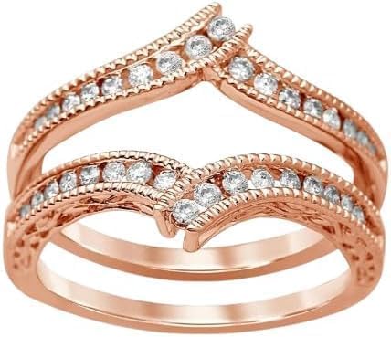 Purvika Jewels 2.00Ct Round Cut Lab Created Diamond Channel Set Enhancer Guard Engagement Ring, 14K Rose Gold Finish, 925 Sterling Silver (Rose, 11.5)
