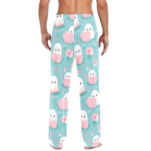 Cute Spirits with Flowers Men's Cotton Pajama Pants with Pockets and Drawstring Comfortable and Stylish,S3
