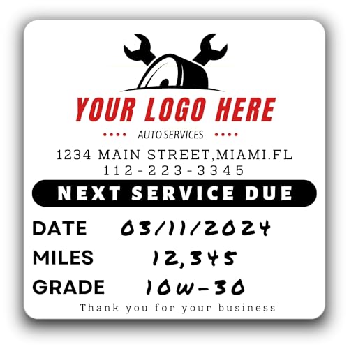 Custom Oil Change Stickers with Your Business Name Online Design - Personalized Oil Change Stickers...