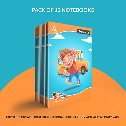 Image of Classmate - Long Book | 140 Pages | | 29.7cm x 21.0cm | Pack of 12 | Long Size Ruled Notebook for School Students & Notebook - Four Lines with Gap, 240mm*180mm, 172 Pages (Pack Of 12)