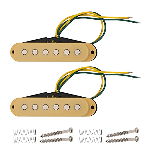 2Pcs Yootones Electric Guitar Single Coil Sound Pickup Audio Transducer Compatible with ST Guitar Replacement Part (Yellow) 