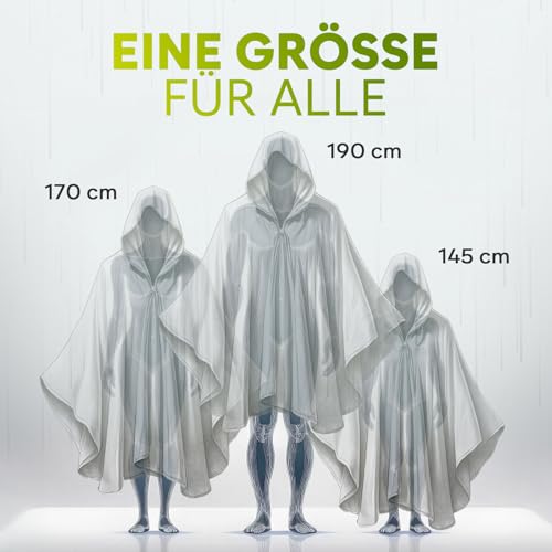Regenponcho Festival Wasserdicht - Regencape Festival Einweg - Regenponcho Damen & Mann - Regenponcho Transparent mit Kapuze - Notfall Poncho Reise, Wandern, Camping – Einweg Regenponcho 4er-Pack