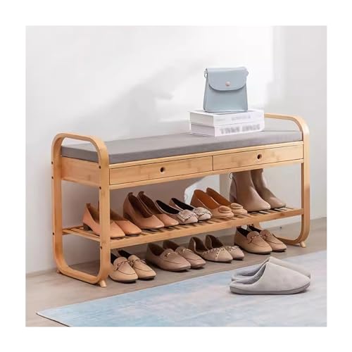 Banc de rangement entrée pour éliminer le désordre des chaussures avec tiroirs et siège lin