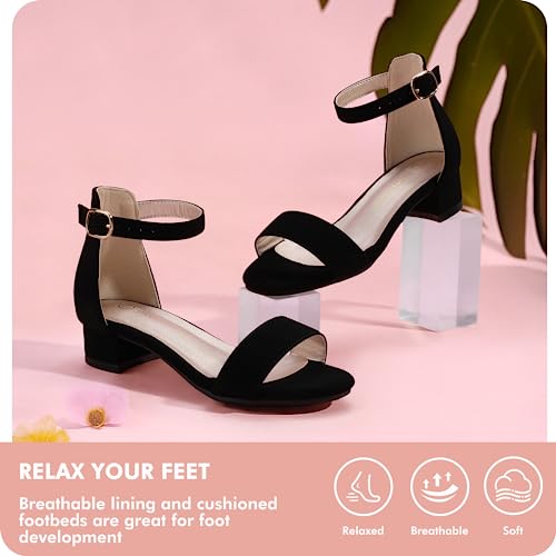 Image of PANDANINJIA Girls Dress Shoes Toddler Kids Heels Sandals Flower Girl Shoes