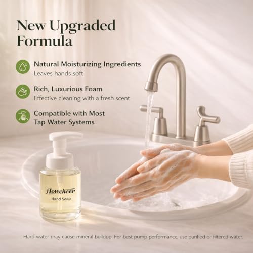 Image of flowcheer Foaming Hand Soap Refill Tablets, Aloe & Cucumber Scent, 12 Pack | Makes 108 fl oz (12 x 9 fl oz Bottles), Fresh & Clean Handwash, No Plastic Bottle