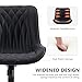 YOUNIKE Black Office Desk Chair Armless Comfy Small Ergonomic Rolling Vanity Chair with Wheels Wide Swivel Adjustable Modern Task Chair Back Cute Leather Upholstered Home Sewing Drafting Chair No Arms