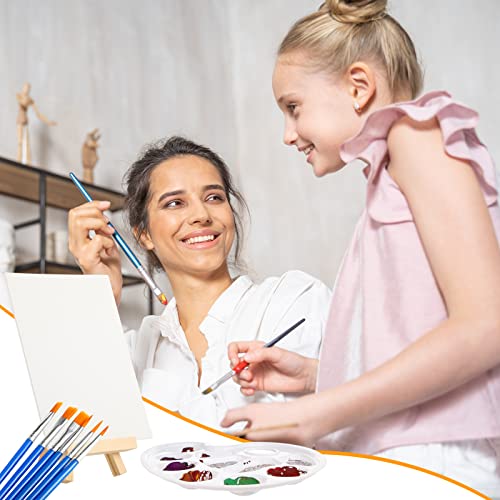 120 Pcs Painting Set With Easels Includes 12 Wood Easels, 24 Painting Canvas, 72 Nylon Hair Brushes And 12 Plastic Palettes With Thumb Hole, Art Painting Supplies Kit For Kids Adults Students #TOP5