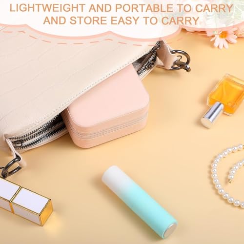 Image of Zephorus Mini Jewellery Travel Case, PU Leather Organizer Box, Small Portable Jewellery Storage Holder for Womens Rings Earrings Necklaces (Peach-PU Leather Box, Green) (Love Couple)