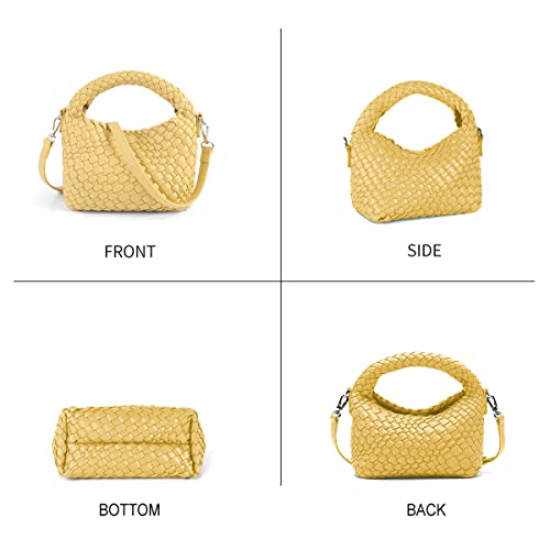 Image of Maydear Woven Purse for Women, Small Top Handle Handbag with Detachable Shoulder Strap, Crossbody Bag