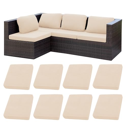 Image of BIETYONE Patio Cushion Covers Outdoor Cushion Covers,Super Elastic Cushion Covers Replacement, Suitable for Outdoor Sofa Patio Couch Cover Replacement (8Pcs,Beige,Cover Only)