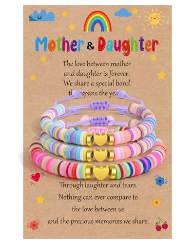 BOCHOI 2/3 Pcs Mother Daughter/Son Bracelets Mom and Daughter/Son Gift Back to School First Day of School Kindergarten Bracelet Mommy and Me Matching Heart Dinosaur Bracelets Birthday Jewelry Gifts