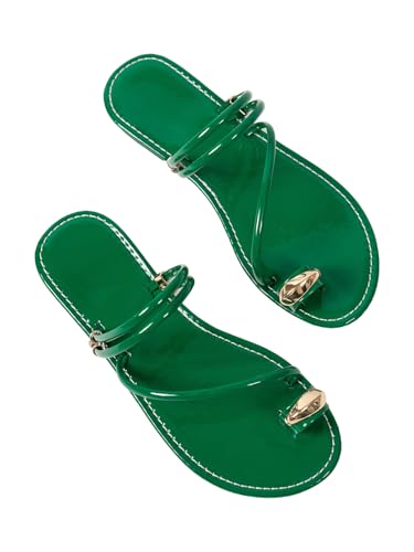 Image of Verdusa Women's Metallic Open Toe Ring Sandals Summer Strappy Flat Sandals