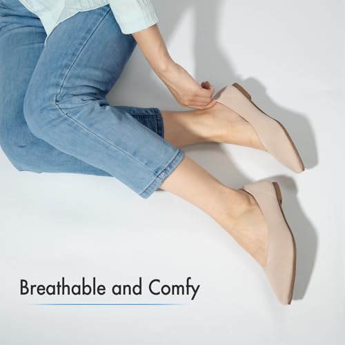 ATHMILE Pointed Toe Flats for Women Dressy Bronze Work Shoes Business Casul Knit Ballet Flats Slip on Office Ladies Comforttable Dress2