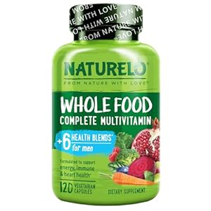 NATURELO Mens Multivitamins – Whole Food Multivitamin for Men with Vitamins, Minerals – 120 Vegetarian Capsules for Energy, Brain, Heart, Eye Health*