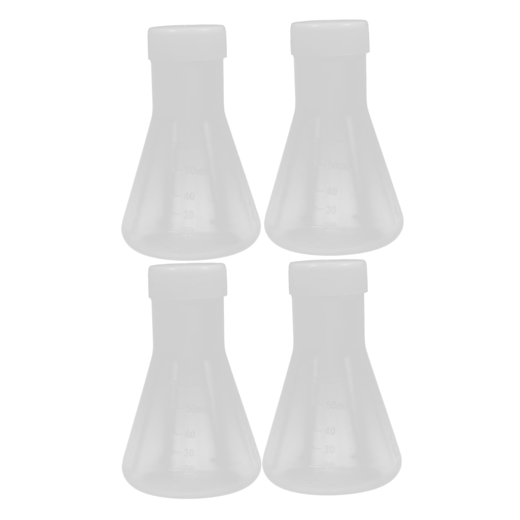 Ciieeo Chemistry Experiment Flask 4pcs Plastic Erlenmeyer Flasks Wide Mouth 50ml Capacity Lab Storage