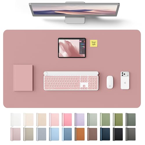Image of YSAGi Leather Desk Protector, Office Mat, Large Mouse Mat, Non-Slip PU Leather Blotter, Laptop Desk Mat, Waterproof Writing Pad for Office and Home(Pale Mauve, 40 inch x 24 inch)