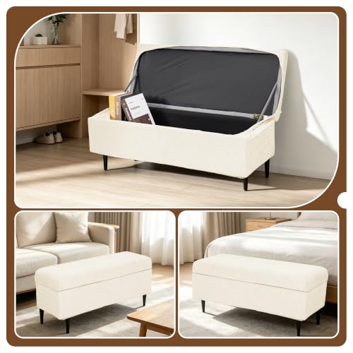 Image of FUANGUI Waterproof Ottoman Cover Slipcovers Rectangular Folding Stretch | Storage Bench Footrest Sofa Stool Covers Footstool Protector with Elastic Bottom, Removable Washable,Large