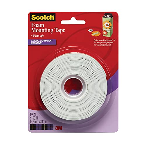 Scotch Foam Mounting Tape, 1/2-in x 150-in, White, 1-Roll